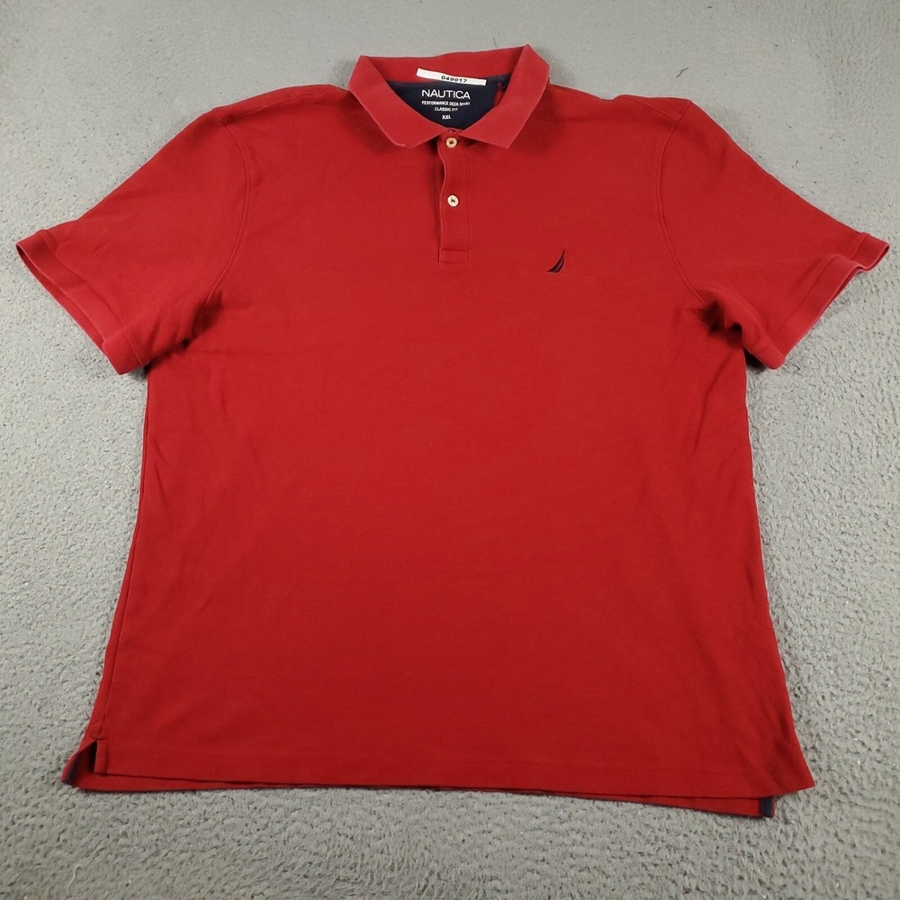 Nautica Polo Shirt Mens Size 2XL Red Casual Short Sleeve Adult *